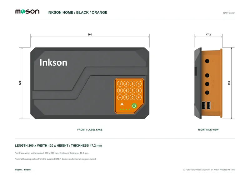 H Series dimension drawing: front face 200 by 120 millimetres, thickness 47.2 millimetres