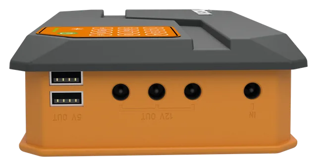 H Series ports: two USB, three 12 V DC and one solar input